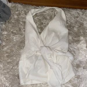 White Zara halter with tie in front